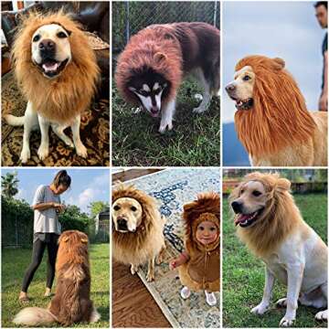 Dog Costume, Halloween Dog Costumes Lion Mane for Medium Large Dogs, Realistic Lion Wig Costumes for...