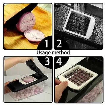 VEKAYA Vegetable Chopper, Professional Food Chopper with Container, Multifunctional Veggie Slicer, Cutter Detachable Blades, Onion Dicer for Kitchen (Black)