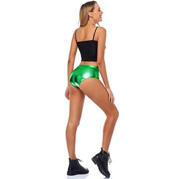 Kepblom High Waisted Metallic Rave Booty Shorts for Women