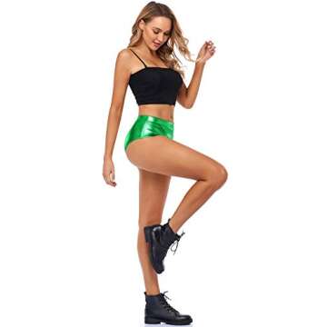 Kepblom High Waisted Metallic Rave Booty Shorts for Women