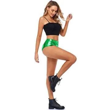 Kepblom High Waisted Metallic Rave Booty Shorts for Women