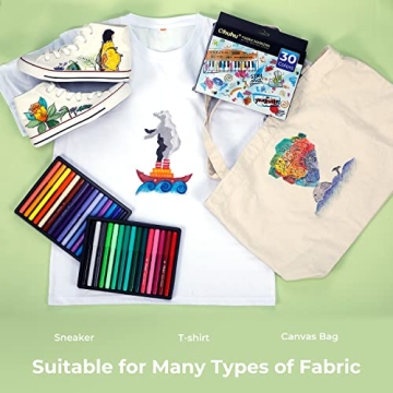 Ohuhu 30-Color Fabric Markers Permanent No Bleed No Fade