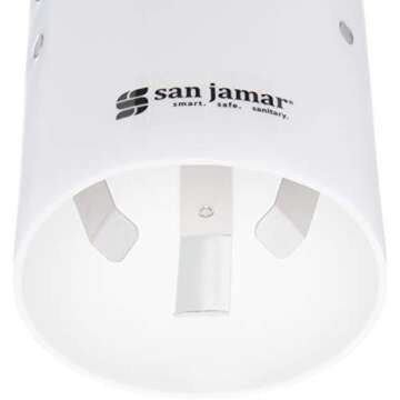 San Jamar Small Pull-Type Cup Dispenser Fits 3-4.5 Oz Cone Cups, 3-5 Oz Flat Cups with Flip Caps for Restaurants, Dining Halls, and Fast Food, Plastic, 16 Inches, White