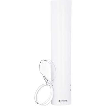 San Jamar Small Pull-Type Cup Dispenser Fits 3-4.5 Oz Cone Cups, 3-5 Oz Flat Cups with Flip Caps for Restaurants, Dining Halls, and Fast Food, Plastic, 16 Inches, White
