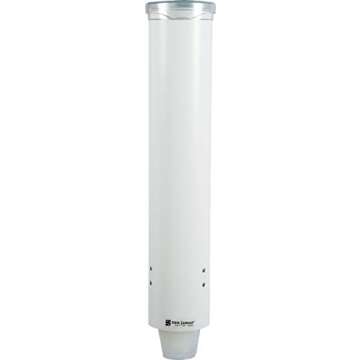 San Jamar Small Pull-Type Cup Dispenser Fits 3-4.5 Oz Cone Cups, 3-5 Oz Flat Cups with Flip Caps for Restaurants, Dining Halls, and Fast Food, Plastic, 16 Inches, White