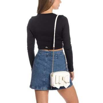 Like Dreams Women Box Crossbody Bag Vegan Leather Bowtie Full Zipper Fashionable Shoulder Handbag Pu...