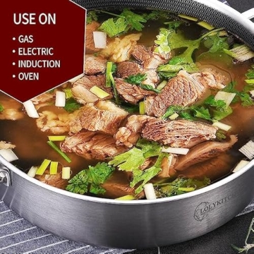 LOLYKITCH 6 QT Hybrid Tri-Ply Stainless Steel Non-Stick Sauté Pan with Lid,12 Inch Deep Frying Pan,Large Skillet,Jumbo Cooker,Induction Pan, Oven Safe and Detachable Handle.