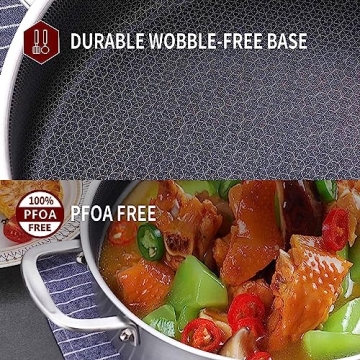 LOLYKITCH 6 QT Hybrid Tri-Ply Stainless Steel Non-Stick Sauté Pan with Lid,12 Inch Deep Frying Pan,Large Skillet,Jumbo Cooker,Induction Pan, Oven Safe and Detachable Handle.