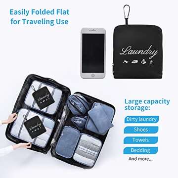 JHX Travel Laundry Bag with Handles and Carabiner