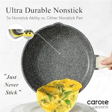 CAROTE 10 Inch Nonstick Deep Frying Pan with Lid