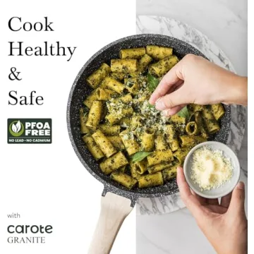 CAROTE 10 Inch Nonstick Deep Frying Pan with Lid