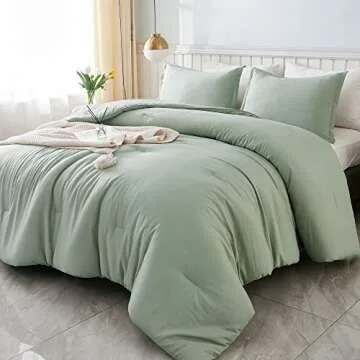 Litanika Twin/Twin XL Comforter Set Sage Green, 2 Pieces Comforter Sets Soft Down Alternative Comforter All Season Quilt Blanket (66x90In Comforter & 1 Pillowcase)