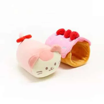 Anirollz Stuffed Animal Plush Toy - Official Roll Blanket Outfitz Doll |Soft, Squishy, Warm, Cute, Comfort, Safe| Strawberry Roll Cake Pillow with Kitty - Birthday Decorations Gift 6" Kittiroll