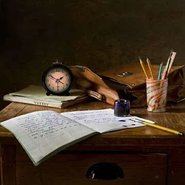 Vintage Retro Alarm Clock - 4 inch Super Silent Non Ticking Alarm with Night Light