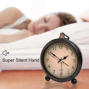 Vintage Retro Analog Alarm Clock - Silent Design, Night Light