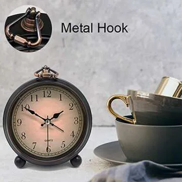 Vintage Retro Analog Alarm Clock - Silent Design, Night Light