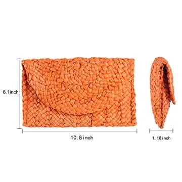 KUANG! Womens Straw Clutch Purse Handbag Shoulder Clutch Envelope Wallet Beach Straw Purse for Ladies