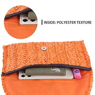 KUANG! Womens Straw Clutch Purse Handbag Shoulder Clutch Envelope Wallet Beach Straw Purse for Ladies
