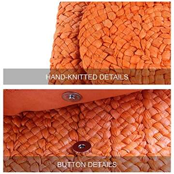 KUANG! Womens Straw Clutch Purse Handbag Shoulder Clutch Envelope Wallet Beach Straw Purse for Ladies