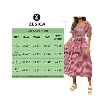 ZESICA Bohemian Summer Dress for Women - Red Midi Style