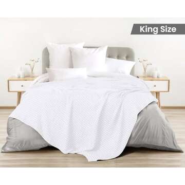 Utopia Bedding White 100% Cotton Waffle Blanket 300 GSM [King - 90x108 Inch] Soft Lightweight Breath...