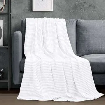 Utopia Bedding White 100% Cotton Waffle Blanket 300 GSM [King - 90x108 Inch] Soft Lightweight Breathable Bed Blanket for All Season