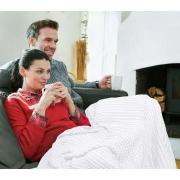 Utopia Bedding White 100% Cotton Waffle Blanket 300 GSM [King - 90x108 Inch] Soft Lightweight Breathable Bed Blanket for All Season