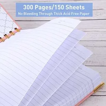 Premium Spiral Notebook, 300 Pages College Ruled, Vegan Leather Journal with Sticky Tabs