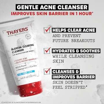 THAYERS Blemish Clearing Acne Face Wash, Gentle & Effective