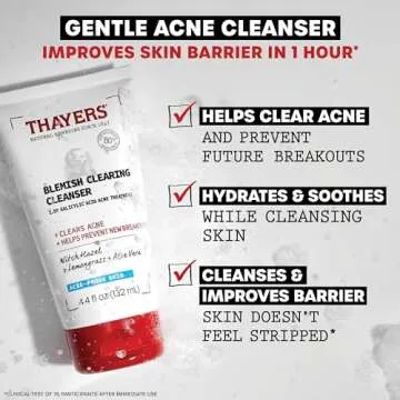 THAYERS Blemish Clearing Acne Face Wash, Gentle & Effective