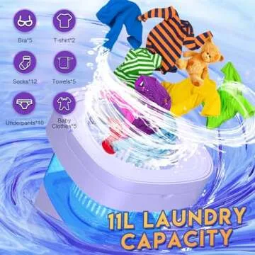 Portable Washing Machine, 11L Upgraded Capacity and Foldable Washer with 3 Modes Mini Washing Machine Deep Cleaning of Underwear, Small & Baby Clothes, Suitable for RV, Apartments, Dorm, Hotels
