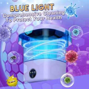 Portable Washing Machine, 11L Upgraded Capacity and Foldable Washer with 3 Modes Mini Washing Machine Deep Cleaning of Underwear, Small & Baby Clothes, Suitable for RV, Apartments, Dorm, Hotels