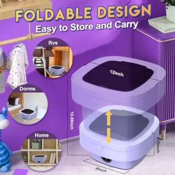 Portable Washing Machine, 11L Upgraded Capacity and Foldable Washer with 3 Modes Mini Washing Machine Deep Cleaning of Underwear, Small & Baby Clothes, Suitable for RV, Apartments, Dorm, Hotels