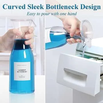 GIXSEGIE Laundry Detergent Dispenser Bottle 40oz with Waterproof Label for Laundry Detergent Soap Fabric Softener Bleach Scent Booster Beads, Sturdy PET Bottle for Laundry Room Decor 2 Pack White