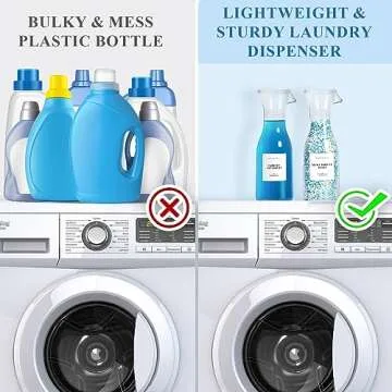 GIXSEGIE Laundry Detergent Dispenser Bottle 40oz with Waterproof Label for Laundry Detergent Soap Fabric Softener Bleach Scent Booster Beads, Sturdy PET Bottle for Laundry Room Decor 2 Pack White