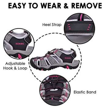 Brown Oak Women's Closed Toe Outdoor Hiking Water Shoes Sport Sandals (10 (M) US Women's, Black/Bright Rose)