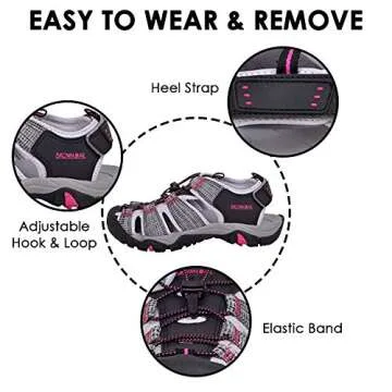 Brown Oak Women's Closed Toe Outdoor Hiking Water Shoes Sport Sandals (10 (M) US Women's, Black/Bright Rose)