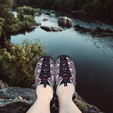 Brown Oak Women's Closed Toe Outdoor Hiking Water Shoes Sport Sandals (10 (M) US Women's, Black/Bright Rose)