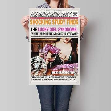 uoyien Vintage Funky Fashion Wall Art Trendy Newspapers Wall Decor Eclectic Disco Ball Room Poster P...