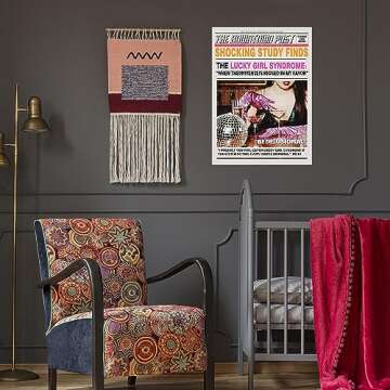 uoyien Vintage Funky Fashion Wall Art Trendy Newspapers Wall Decor Eclectic Disco Ball Room Poster Prints Hot Girls Drink Champagne Preppy Canvas Pictures For Living Room Bar Cart 12x16in Unframed