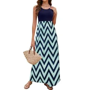 Sherosa Boho Beach Long Maxi Dress Floral Print Flowy Summer Sundress for Women (S, Blue)