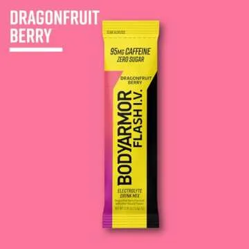 BODYARMOR Caffeine Flash I.V. Dragonfruit Berry flavored Electrolyte Mix, 0.28 oz Packets, 6 Pack