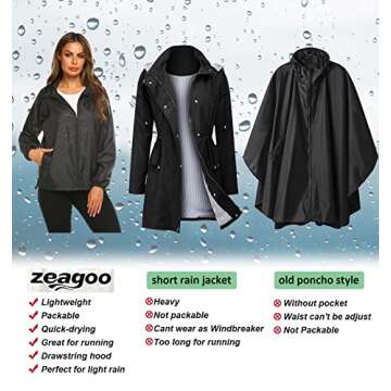Zeagoo Womens Lightweight Jacket UV Protect and quick Dry Windproof Skin Coat, Black, Small
