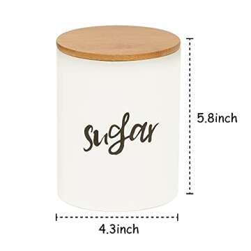 Mrs.keng Kitchen Food Storage Ceramic Canister,Airtight Ceramic Canisters with Bamboo Lid,For Coffee...