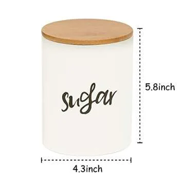 Mrs.keng Kitchen Food Storage Ceramic Canister,Airtight Ceramic Canisters with Bamboo Lid,For Coffee...