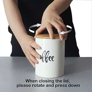 Mrs.keng Kitchen Food Storage Ceramic Canister,Airtight Ceramic Canisters with Bamboo Lid,For Coffee, Sugar,Tea Storage Containers 24.68 FL OZ (730 ML),Set of 3