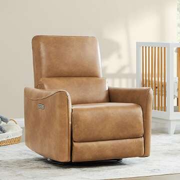 CHITA Power Recliner Chair Swivel Glider, FSC Certified Upholstered Faux Leather Living Room Nursery...