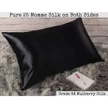 Celestial Silk 100% Silk Pillowcase for Hair Luxury 25 Momme Mulberry Silk, Charmeuse Silk on Both Sides Envelope Closure -Gift Wrapped (Queen, Black)