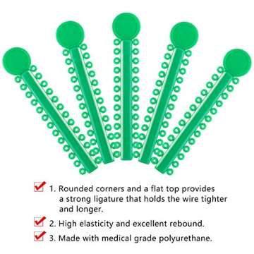 Dental Orthodontic Ligature Ties and Orthodontic Ligature Gun Tools Teeth Orthodontic Ligature Ring Rubber Bands Multi-Color(1040 Pcs/Bag)