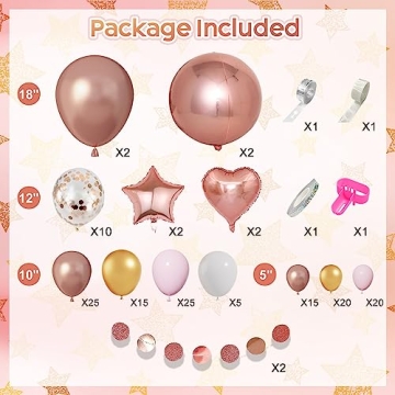 149Pcs Rose Gold Balloons Kit for Parties and Events